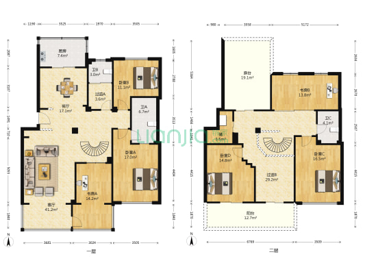 枫丹公寓 6室2厅3卫 153平方