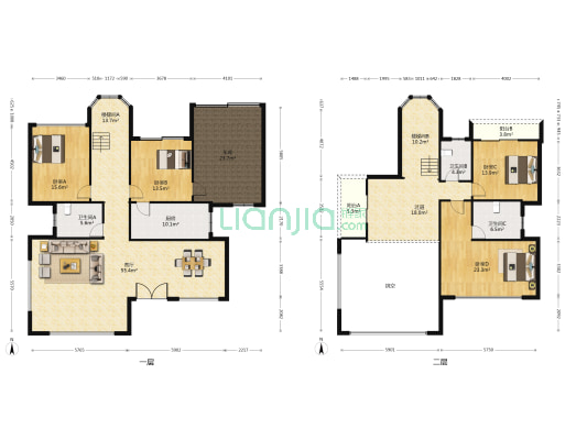 恒大金碧天下桃园区 4室1厅3卫 364平方