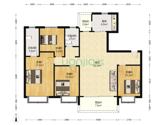 碧桂园山湖城禧悦湾 4室1厅2卫 143平方