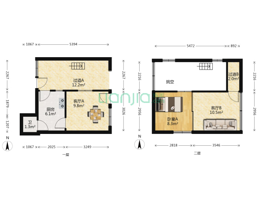 卖糖巷 1室2厅1卫 60平方