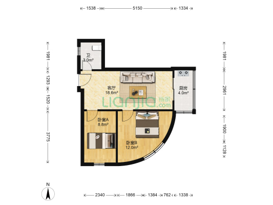 大智小区 2室1厅1卫 58平方
