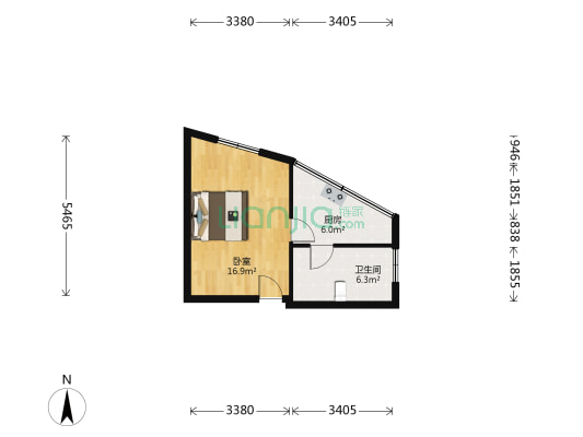 祥和大厦 1室0厅1卫 37平方