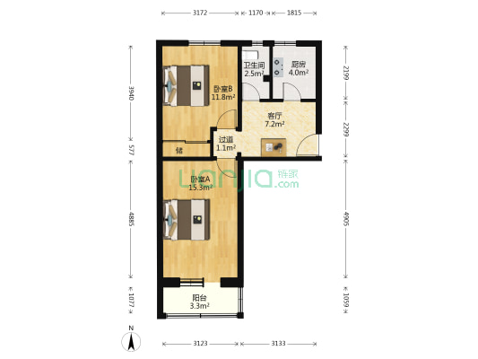 新风北街 2室1厅1卫 61平方