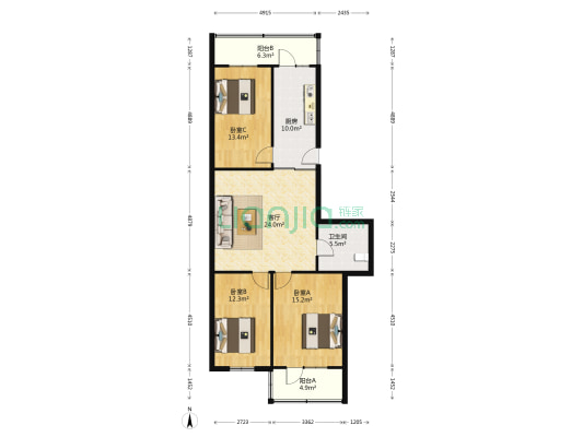 千间小区 3室1厅1卫 102平方