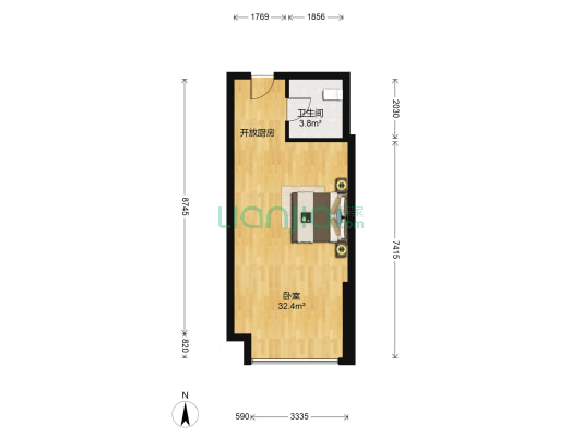 海华银座 1室0厅1卫 57平方
