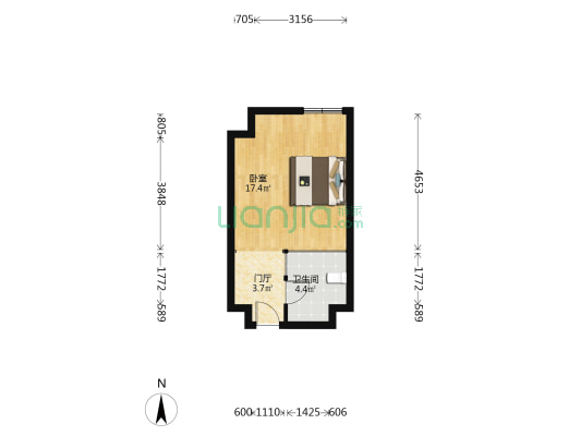 上城星座 1室0厅1卫 41平方