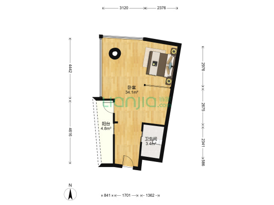 威斯广场星际公寓 1室0厅1卫 65平方