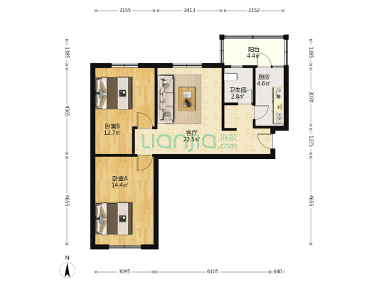 福贤里 2室1厅1卫 75平方