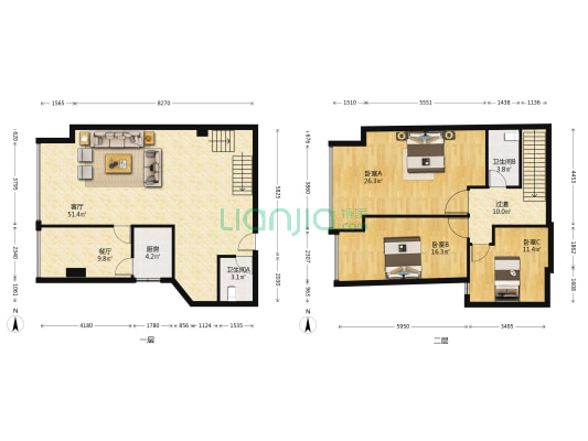 都市名园 3室2厅2卫 179平方