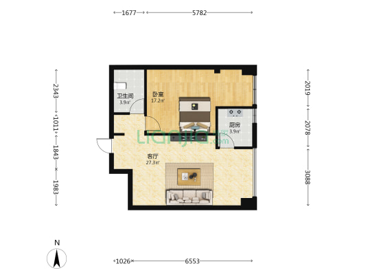 京和大厦 1室1厅1卫 70平方