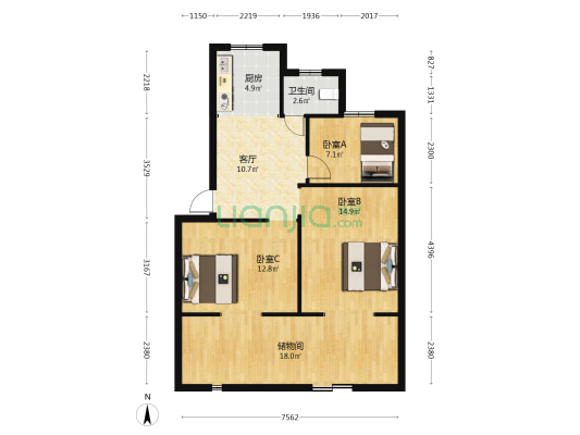 钟楼北村 3室1厅1卫 67平方