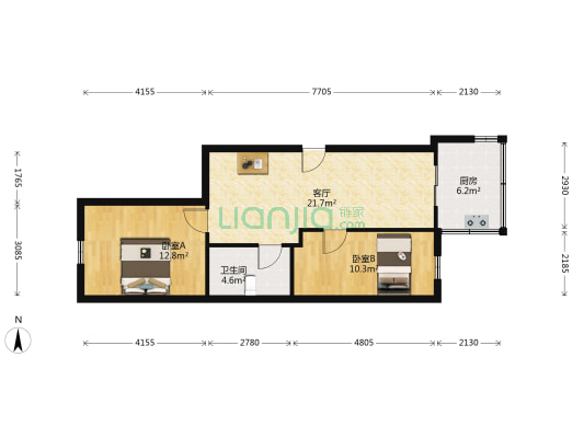黑龙江工程学院家属楼 2室1厅1卫 68平方