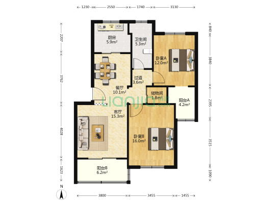 永和雅园 2室2厅1卫 95平方