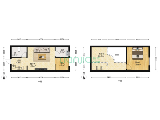 恒大名都东区 2室2厅1卫 42平方