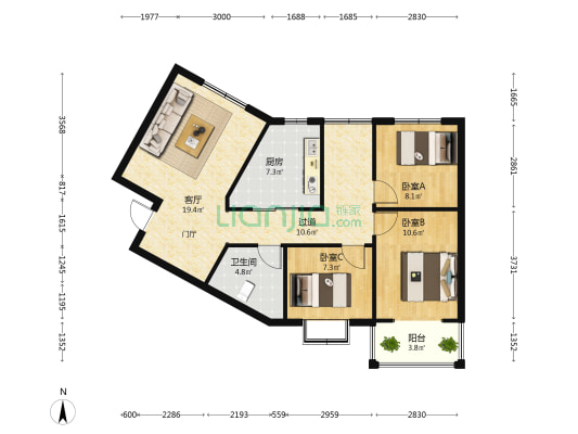 金碧苑南区 3室1厅1卫 101平方