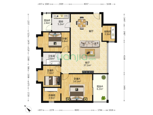 北欧森林 3室1厅1卫 107平方
