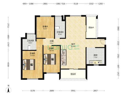 金广运·骅府 3室1厅2卫 121平方