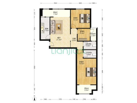 正商华钻湾景2号院 3室1厅2卫 126平方