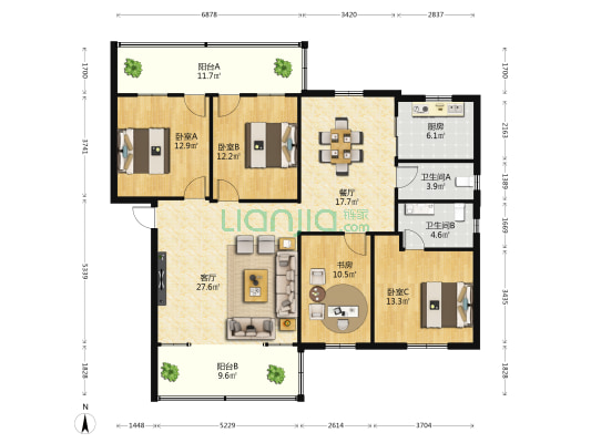 中铁隧道局集团建设有限公司宿舍楼 4室2厅2卫 146平方