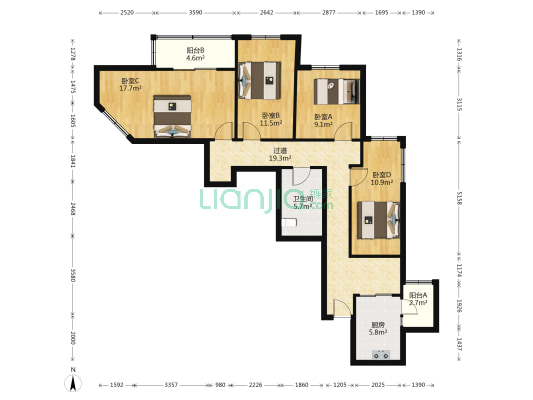 方舟苑一期 4室0厅1卫 121平方