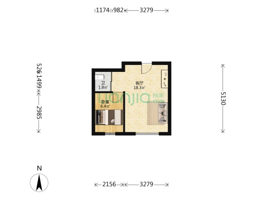 幸福家园温馨小院 1室1厅1卫 40平方