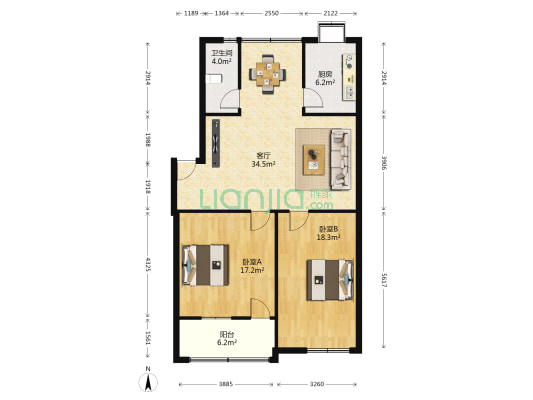 东街建行家属院 2室1厅1卫 96平方