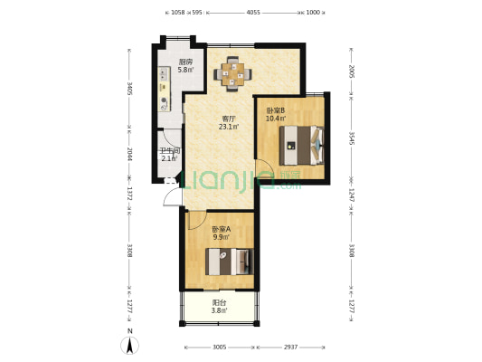 磨子巷15号 2室1厅1卫 62平方