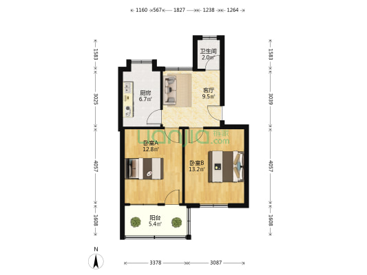 洪都新八区 2室1厅1卫 60平方