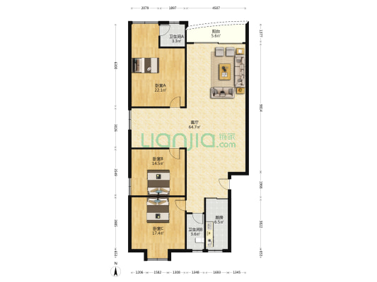 银田花园 3室1厅2卫 150平方