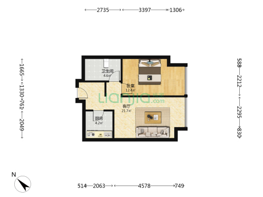 新希望D10天府 1室1厅1卫 71平方
