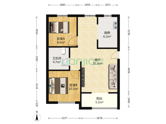 锦润华庭 2室1厅1卫 91平方