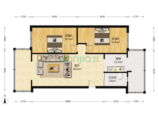 平安街217号 2室1厅1卫 99平方