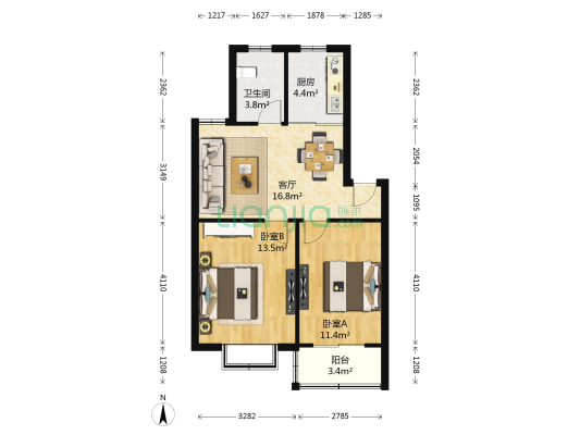 天景山公寓碧华苑 2室1厅1卫 67平方