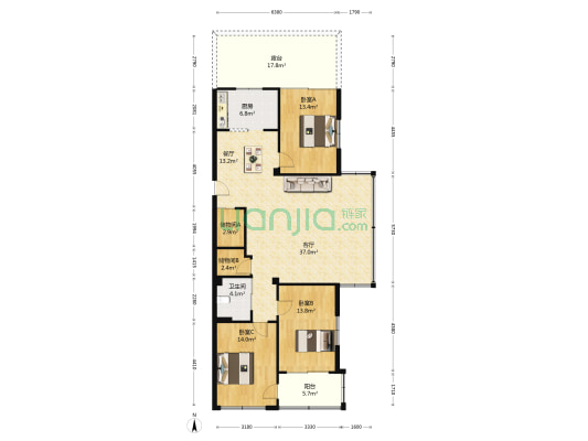 昌盛錦園 3室2厅1卫 129平方
