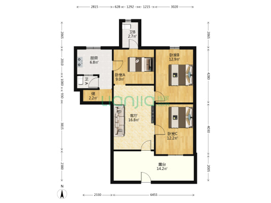 统建四巷 3室1厅2卫 67平方
