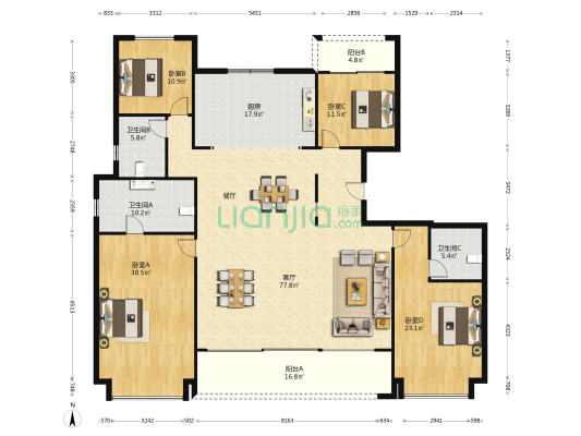 长沙悦府 4室1厅3卫 258平方