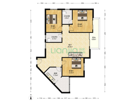 沿河西路南段74号 3室1厅2卫 121平方