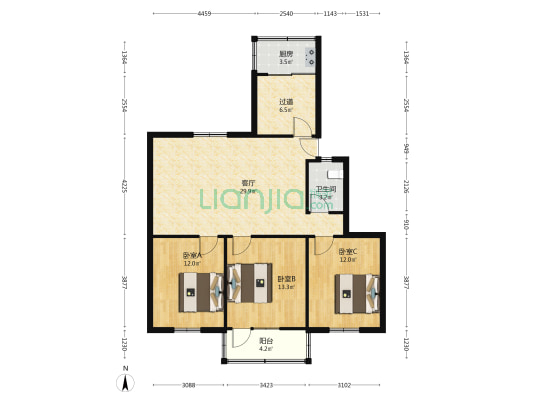 安庆开发楼 3室1厅1卫 97平方