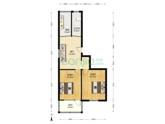 马鞍山2号 2室1厅1卫 72平方
