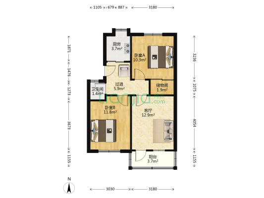 潜山路382号北生活区 2室1厅1卫 62平方