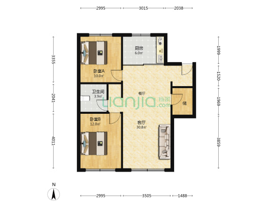 远创文玺 2室1厅1卫 85平方