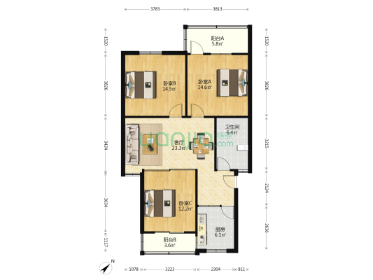 文德路37号 3室1厅1卫 99平方