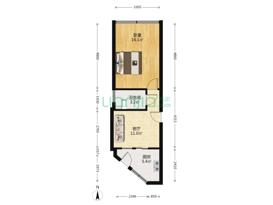 解放中路10号 1室1厅1卫 50平方