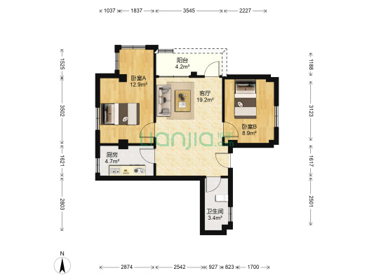 梅园阁 2室1厅1卫 65平方