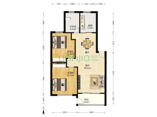 金都花好悦园 2室1厅1卫 90平方