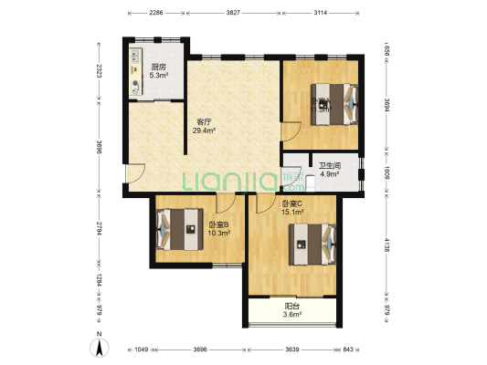 玉龙湾 3室1厅1卫 120平方