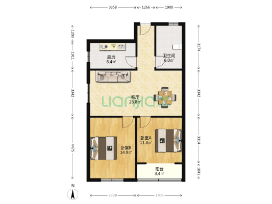汇众公寓(静安) 2室1厅1卫 81平方