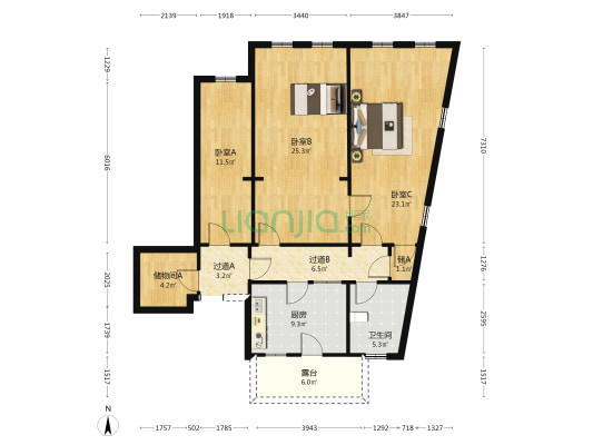 滨江道 3室0厅1卫 83平方
