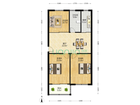 碧霞苑 3室1厅1卫 97平方