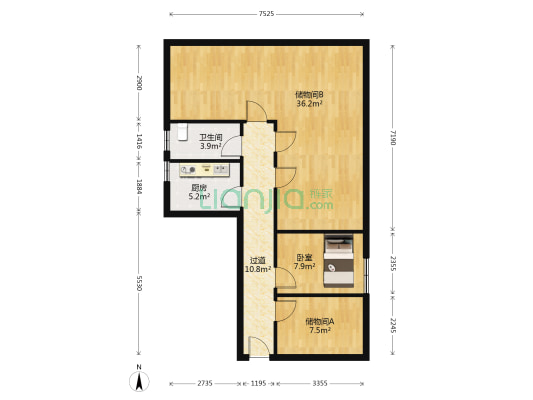 锦璨家园 1室0厅1卫 113平方